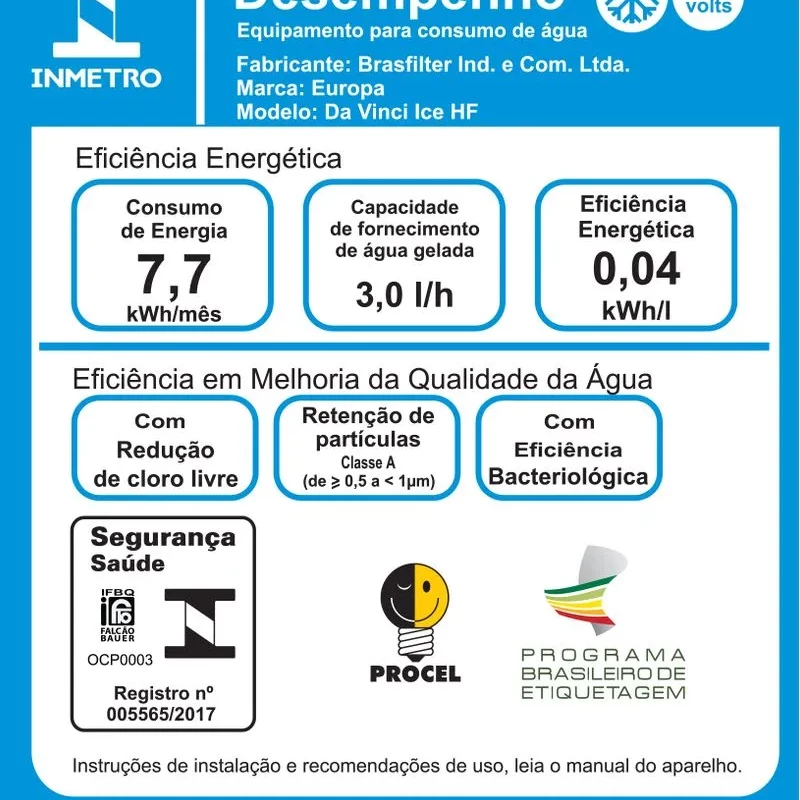 Purificador de Água Gelada Da Vinci Ice Antibacteriano