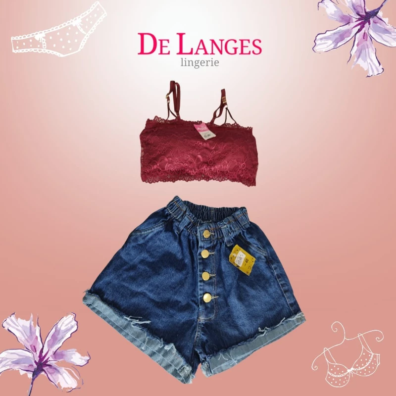 Short com top rendado