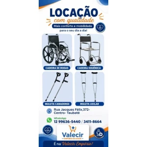 Aluguel de Cadeira de Rodas e de Banho, Muletas