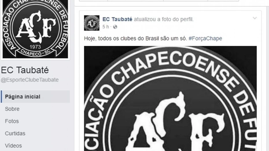 Times de Taubaté prestam solidariedade à Chapecoense Times de Taubaté prestam solidariedade à Chapecoense