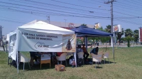 Via Vale monta tenda de apoio aos romeiros que seguem para Aparecida