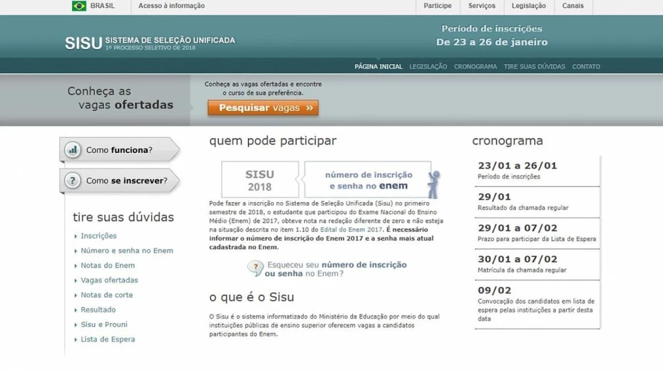 MEC antecipa data de inscrições para o SISU MEC antecipa data de inscrições para o SISU