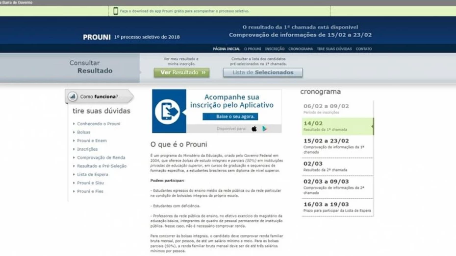 ProUni divulga resultados da primeira chamada nesta quarta (14) ProUni divulga resultados da primeira chamada nesta quarta (14)