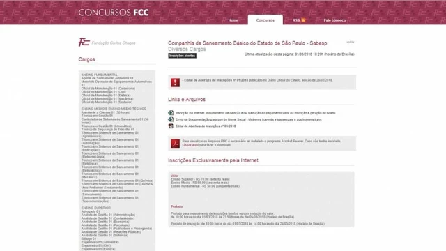 Sabesp tem 57 vagas abertas na região