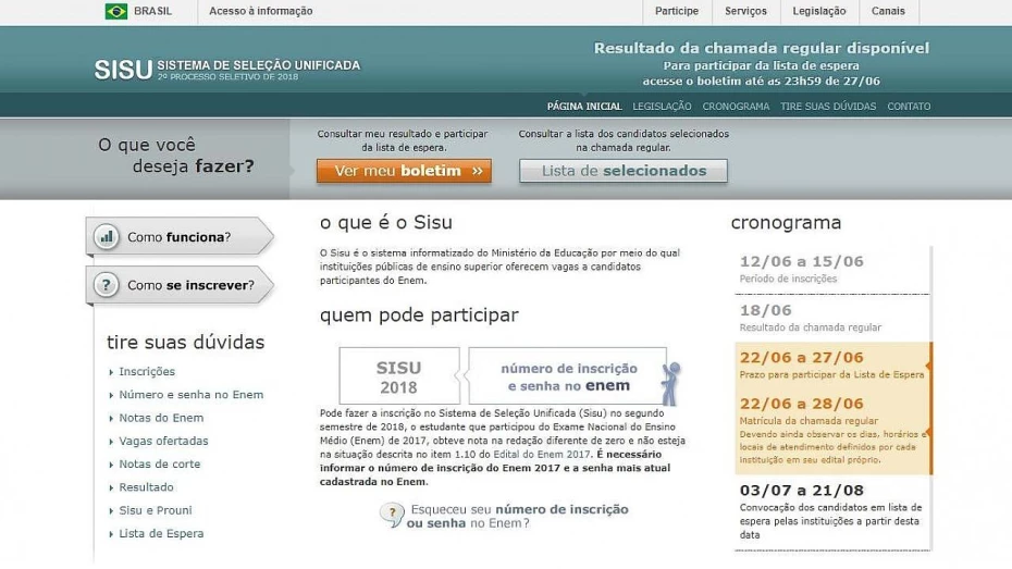 Lista de espera do Sisu tem data limite para interessados Lista de espera do Sisu tem data limite para interessados