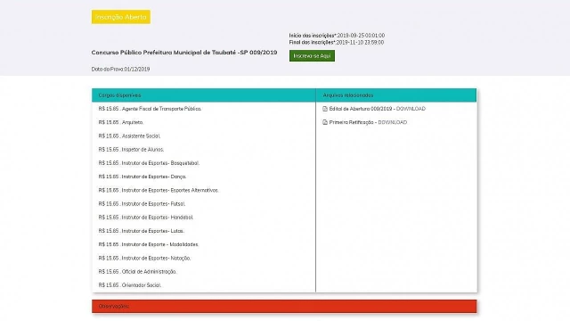 Taubaté abre concursos públicos com salários de até R$ 3,2 mil