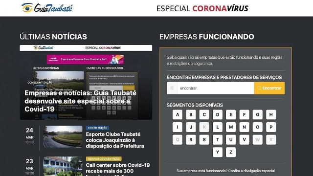 Empresas e notícias: Guia Taubaté desenvolve site especial sobre a Covid-19