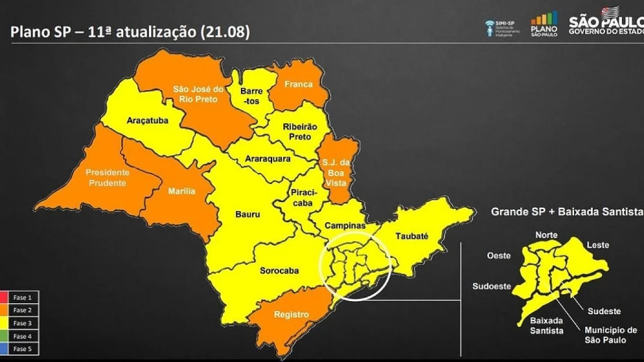 Plano SP: RMVale segue na fase amarela e permite flexibilização de bares e restaurantes