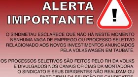 Sindicato alerta para golpe sobre processo seletivo na Volks de Taubaté