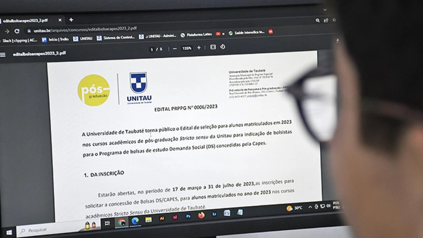 Bolsas do Capes de Mestrado e Doutorado são oferecidas pela Unitau