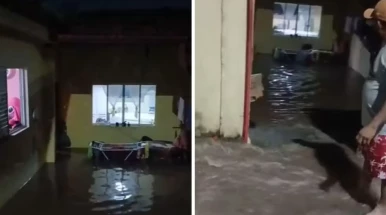 Casa é invadida por água após rompimento de rede de distribuição da Sabesp em Taubaté