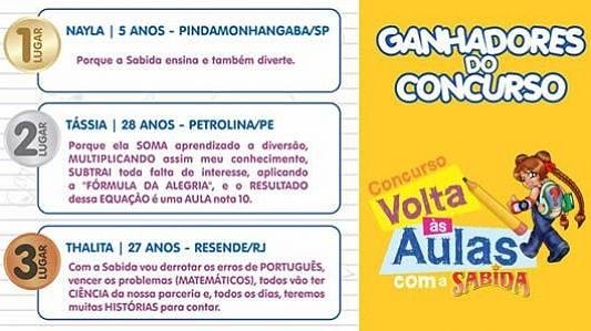 Concurso Volta às Aulas com a Sabida