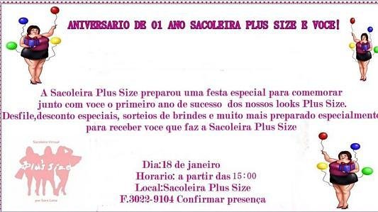 Aniversário de 1 ano Sacoleira Plus Size e Você!