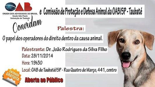 Palestra: O papel dos operadores do direito dentro da causa animal