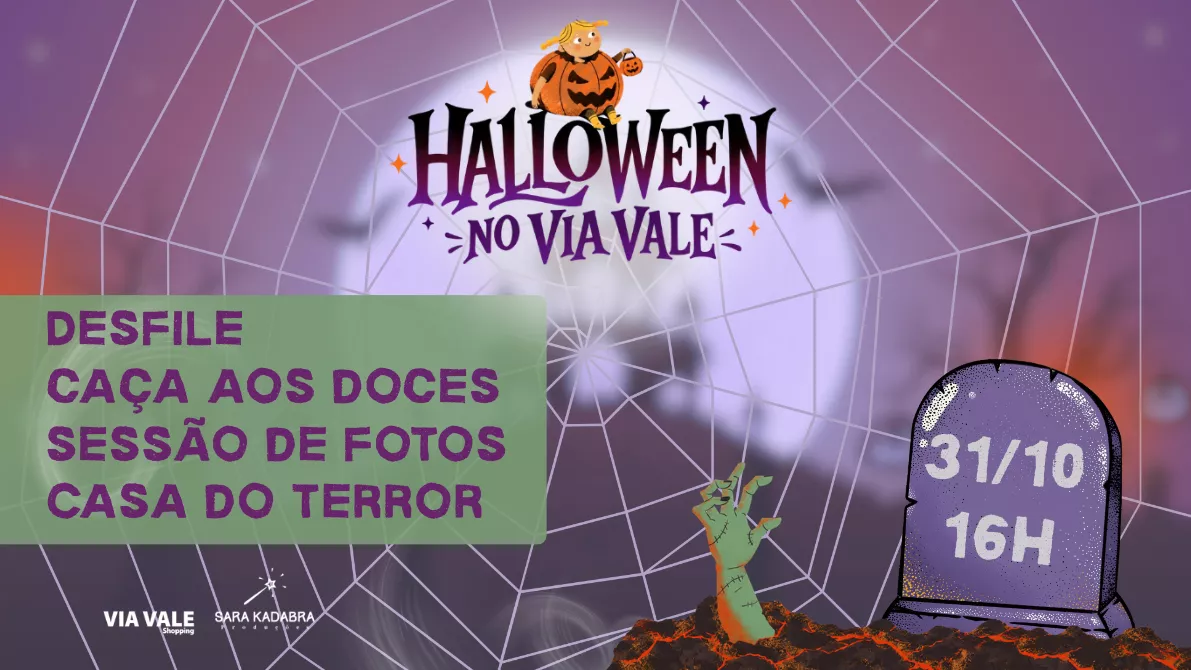 Halloween no Via Vale Shopping em Taubaté terá desfile de fantasias, caça aos doces e Casa do Terror