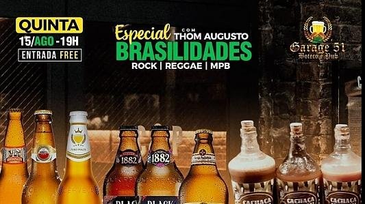 Brasilidades com Thom Augusto | Entrada FREE | Cerveja R$ 8,99