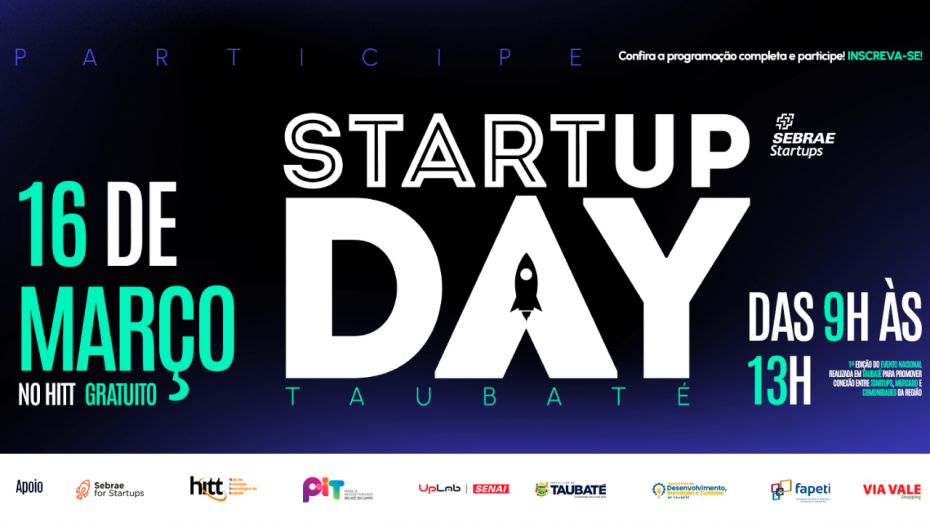 Startup Day do Sebrae será realizado no dia 16 em Taubaté