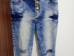 Linda calça jeans chique com lycra luxo