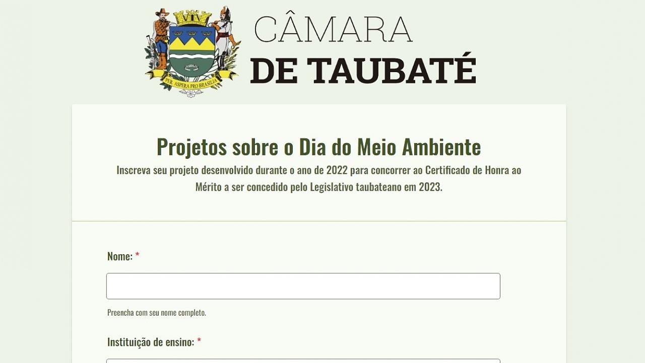 Câmara de Taubaté anuncia inscrições para concurso de projetos ambientais 